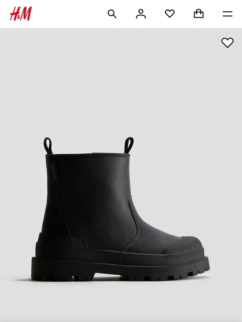 NWOT H&M Kids Waterproof Chelsea Boots